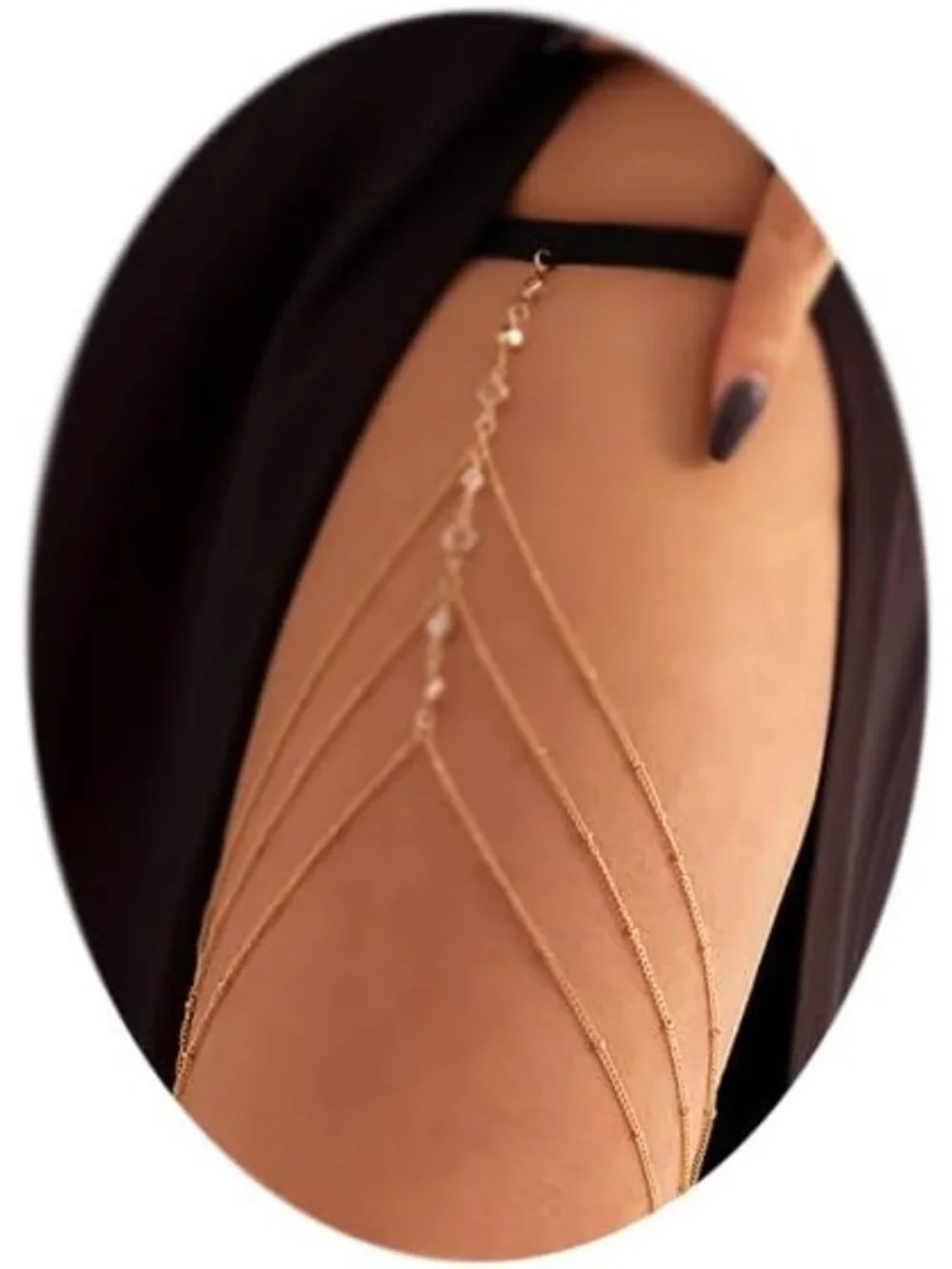 Silver and Gold Thigh Chain Jewelry - Sexy Rhinestone Leg Jewelry for Women